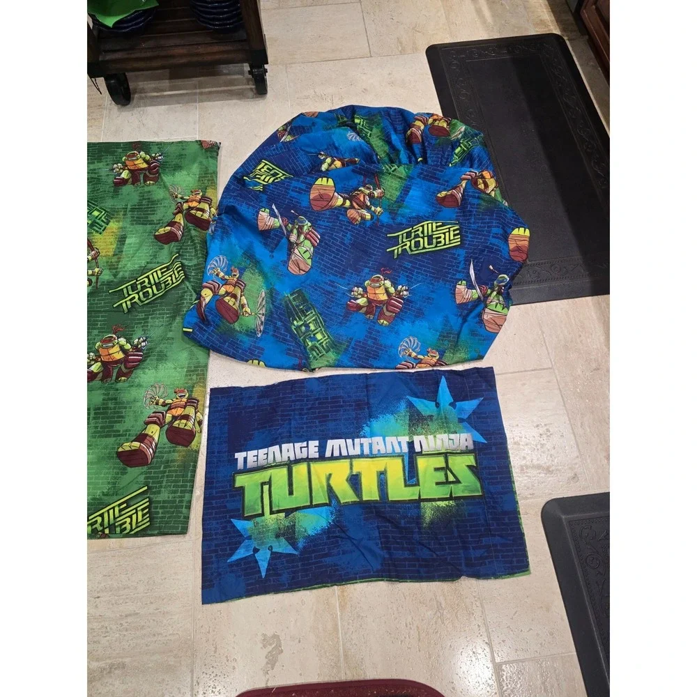 TMNT 3pc Bedding Turtle Power Twin‎ Flat Fitted 1 Pillowcase Polyester Kids Room